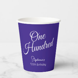 Einfach moderne Schrift Lila 100. Geburtstag Pappbecher