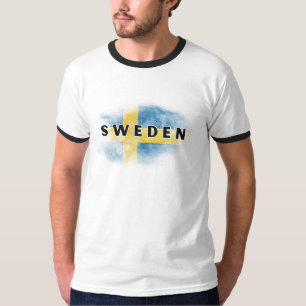 Einfach Moderne Schwedenflagge Schwedisches Souven T-Shirt