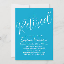 Einfach moderne Script Aqua Blue Retirement Einladung