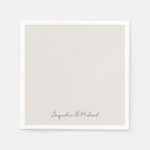 Einfach moderne Script Cream Wedding Cocktail Serviette (Vorderseite)