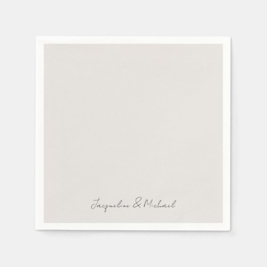 Einfach moderne Script Cream Wedding Cocktail Serviette (Vorderseite)