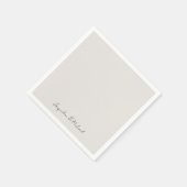 Einfach moderne Script Cream Wedding Cocktail Serviette (Ecke)