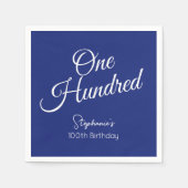 Einfach moderne Script Navy Blue 100. Geburtstag Serviette (Vorderseite)