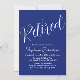Einfach moderne Script Navy Blue Retirement Einladung