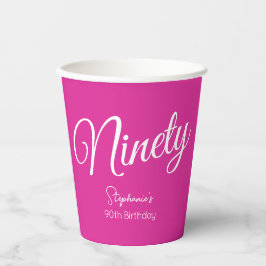 Einfach moderne Script Pink 90. Geburtstagsparty Pappbecher