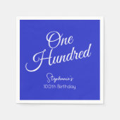 Einfach moderne Script Royal Blue 100. Geburtstag Serviette (Vorderseite)