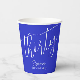 Einfach moderne Script Royal Blue 30. Geburtstag Pappbecher