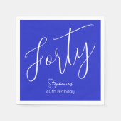 Einfach moderne Script Royal Blue 40. Geburtstag Serviette (Vorderseite)
