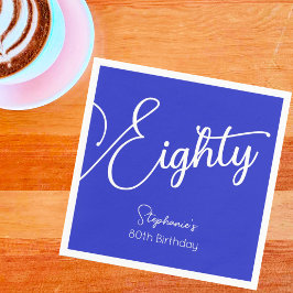 Einfach moderne Script Royal Blue 80. Geburtstag Serviette