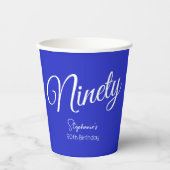 Einfach moderne Script Royal Blue 90. Geburtstag Pappbecher (Vorderseite)