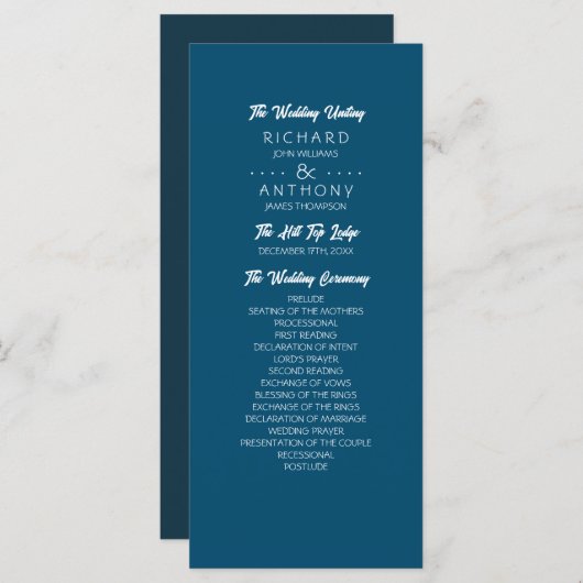 Einfach moderne, trendige Hochzeit Programm (Vorne/Hinten)