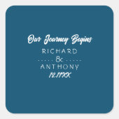 Einfach moderne, trendige Hochzeit Quadratischer Aufkleber (Vorderseite)