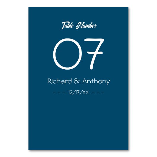 Einfach moderne, trendige Hochzeit Tischnummer (Rückseite)