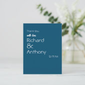 Einfach moderne, trendige Hochzeit Vielen Dank Postkarte (Stehend Vorderseite)