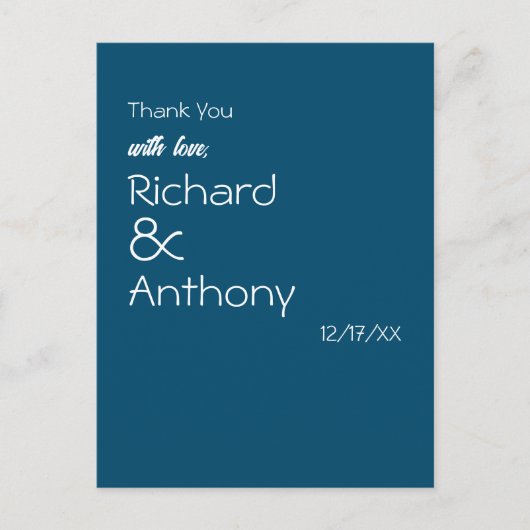 Einfach moderne, trendige Hochzeit Vielen Dank Postkarte (Vorderseite)