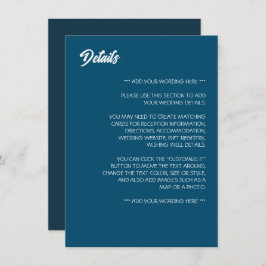 Einfach moderne, trendige Hochzeitsdetails Begleitkarte