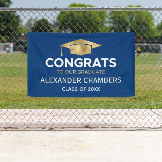 Einfach moderner Blue Gold Abschluss Banner (Insitu)