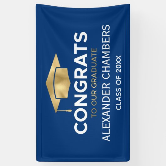 Einfach moderner Blue Gold Abschluss Banner (Vertikal)