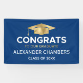 Einfach moderner Blue Gold Abschluss Banner (Horizontal)