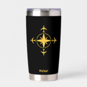 Einfach moderner Kompass und Flugzeug, Reisen nach Thermobecher (Vorderseite)