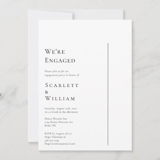 Einfach moderner Minimal Wir sind Verlobt Einladung (Vorderseite)