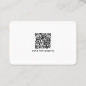 Einfach moderner Minimaler Schwarz-weißer QR-Code Visitenkarte (Rückseite)