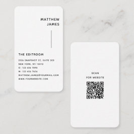 Einfach moderner Minimaler Schwarz-weißer QR-Code Visitenkarte