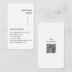 Einfach moderner Minimaler Schwarz-weißer QR-Code Visitenkarte