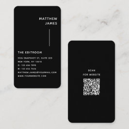 Einfach moderner Minimaler Schwarz-weißer QR-Code Visitenkarte