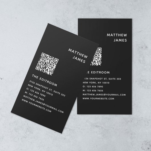 Einfach moderner Minimaler Schwarz-weißer QR-Code Visitenkarte