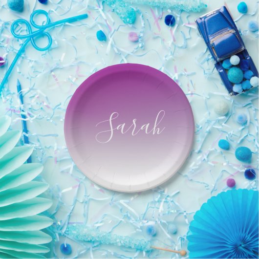 Einfach moderner Minimalismus Lila Ombre Gradient Pappteller (Party)