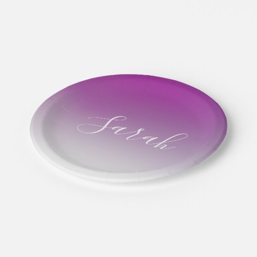 Einfach moderner Minimalismus Lila Ombre Gradient Pappteller (Schrägansicht)