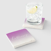 Einfach moderner Minimalismus Lila Ombre Gradient Steinuntersetzer (Seitenansicht)