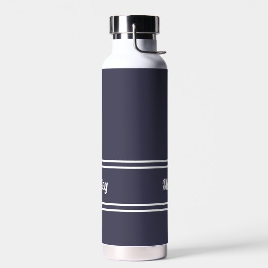Einfach moderner Minimalname Stilvolles Navy Blau Trinkflasche (Links)
