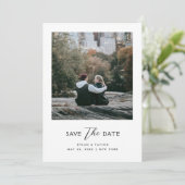 Einfach moderner Mixed Schriftart Gerahmt 2 Foto Save The Date (Stehend Vorderseite)
