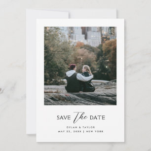 Einfach moderner Mixed Schriftart Gerahmt 2 Foto Save The Date