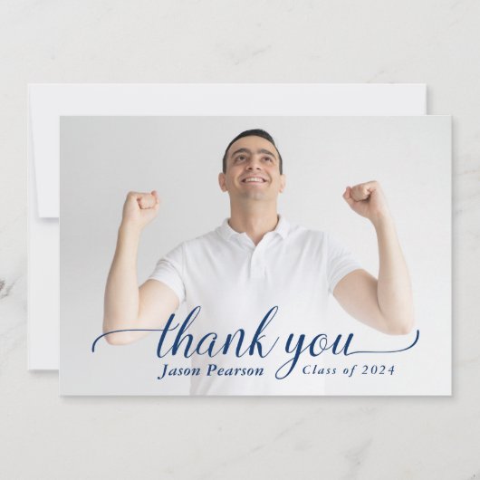 Einfach moderner Navy Blue Abschluss Danke Karte (Vorderseite)