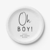 Einfach moderner neutraler Oh Junge! Babyparty Pappteller (Vorderseite)