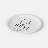 Einfach moderner neutraler Oh Junge! Babyparty Pappteller (Schrägansicht)