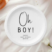 Einfach moderner neutraler Oh Junge! Babyparty Pappteller