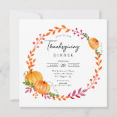 Einfach moderner Pumpkin Wreath Erntedank Einladung (Vorderseite)