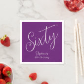 Einfach moderner Script Herbst Lila 60. Geburtstag Serviette (Beispiel)