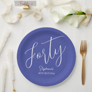 Einfach moderner Script Lavender Lila 40. Geburtst Pappteller
