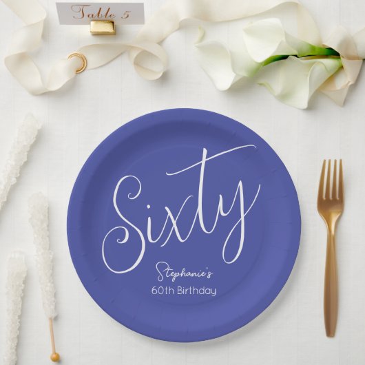 Einfach moderner Script Lavender Lila 60. Geburtst Pappteller (Hochzeit)