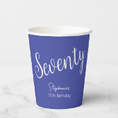 Einfach moderner Script Lavender Lila 70. Geburtst Pappbecher (Rückseite)