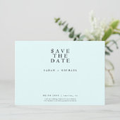 Einfach moderner Text nur eisblau hochheizen Save The Date (Stehend Vorderseite)