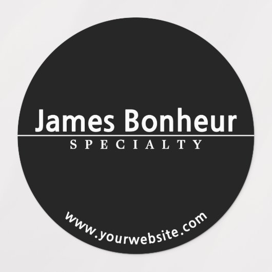 Einfach moderner weißer Text auf schwarz wasserdic Etiketten (Design 1)