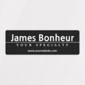 Einfach moderner weißer Text auf schwarz wasserdic Etiketten (Design 1)