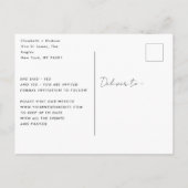 Einfach moderner Weißtext im Foto Save the Date Ankündigungspostkarte (Rückseite)