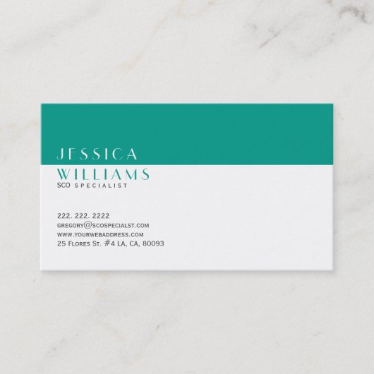 Einfach moderner White & Peacock Green SEO-Spezial Visitenkarte (Vorderseite)